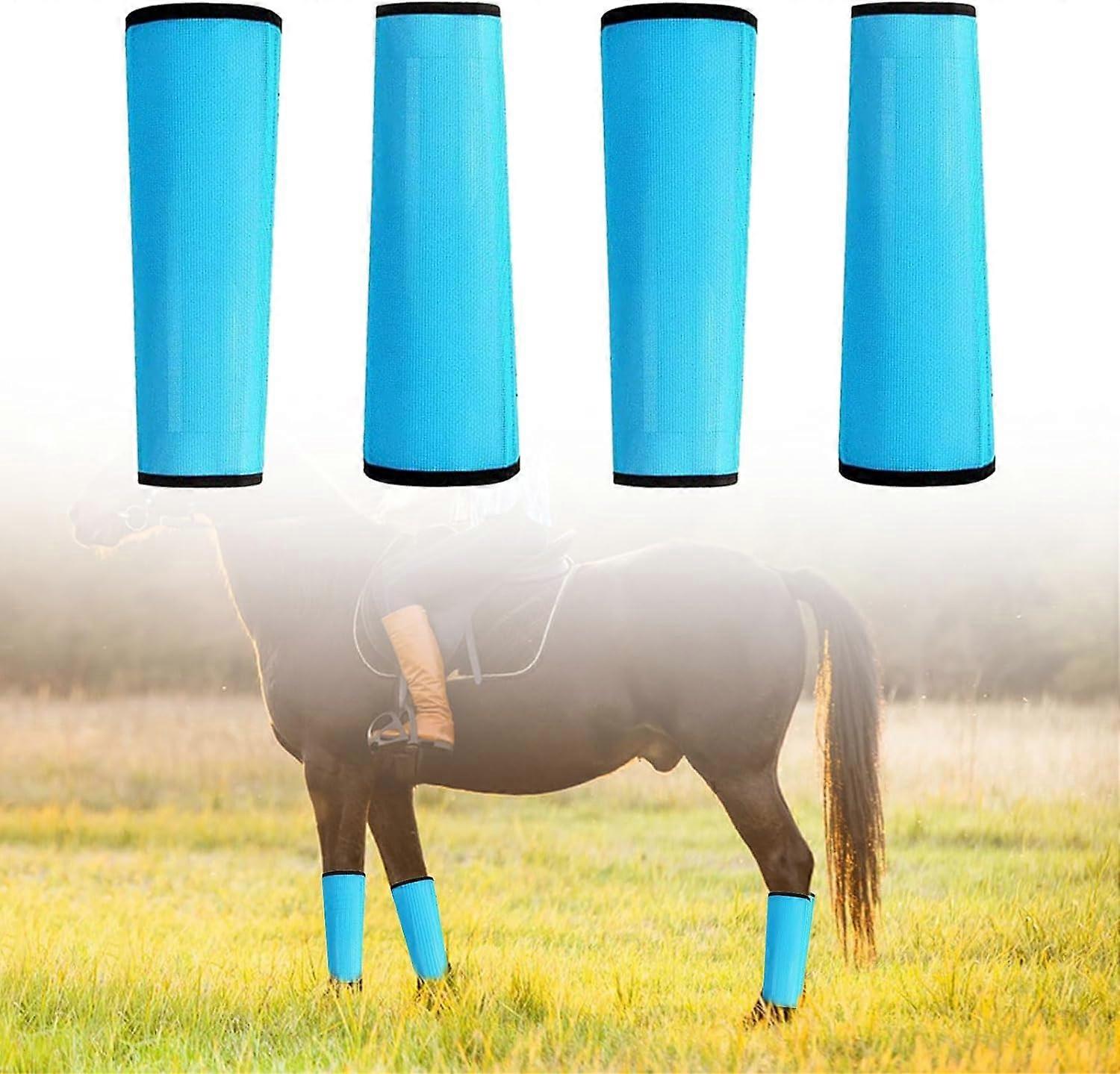 4PCS Fine Mesh Fly Boots for Horses Adjustable Non-Slip Horse Fly Leggings Stops Stomping Fly Leg Wraps for Horses