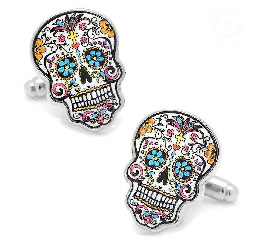 Cuff Links Muti-color Brass Material Sugar Skull Design Cufflinks