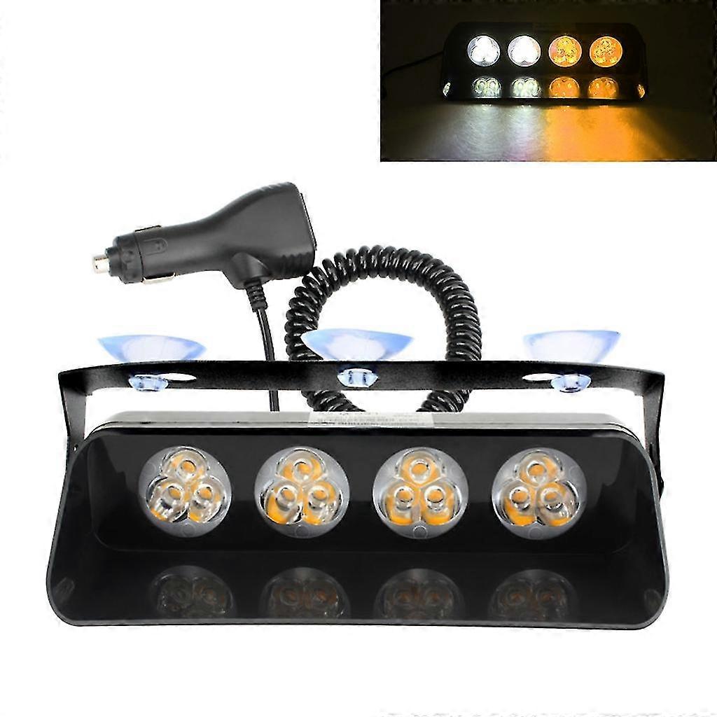12 Led Interior Dash Windshield Flash Emergency Warning Strobe Light Bar