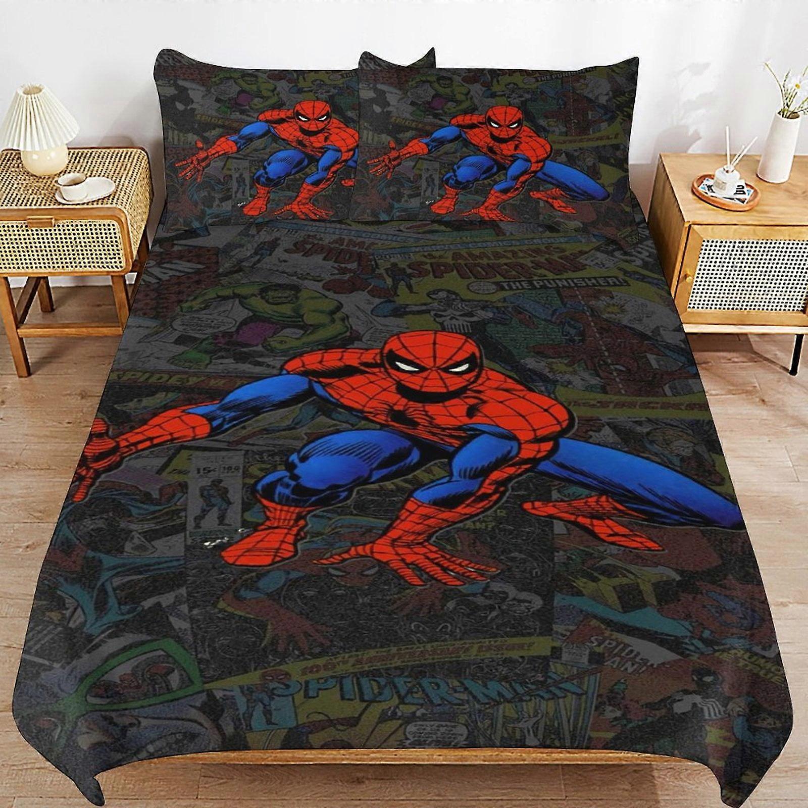 v6707  Bed Sheets Bedding Spider-Man Bedding Sets Ultra Soft Skin-Friendly Duvet Cover 3 Piece, Cute Comforter Cover Bed Set for Boys Girls Kids ( 1 D