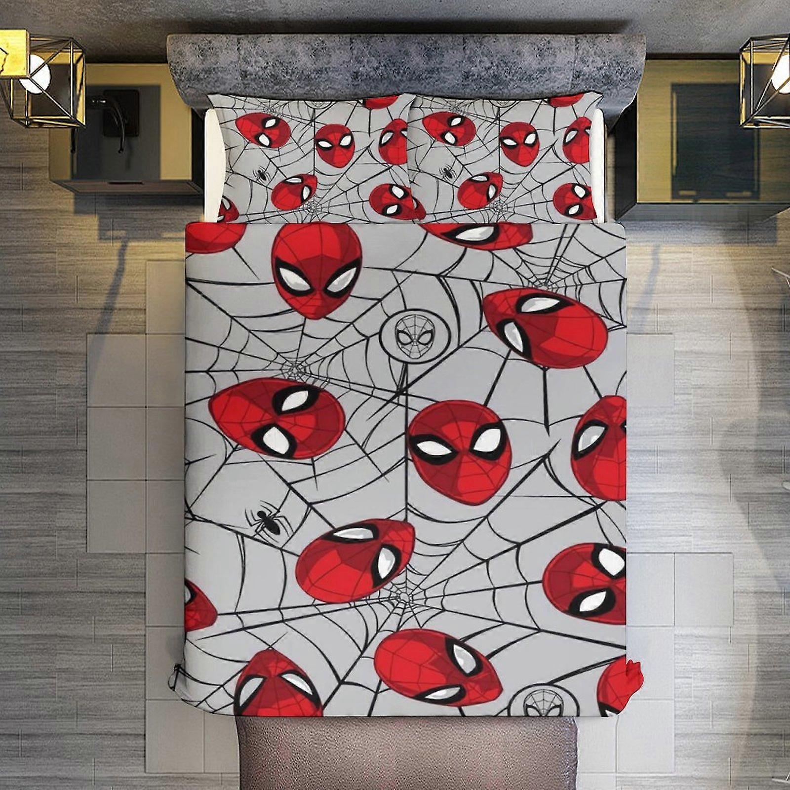 v3126  Bed Sheets Bedding 3 Piece Bedding Set,Spider-Man Head Comforter Set for Kids Boys Teen Men Tween 3D Lightweight Microfiber Bedding Sets (1 Duv