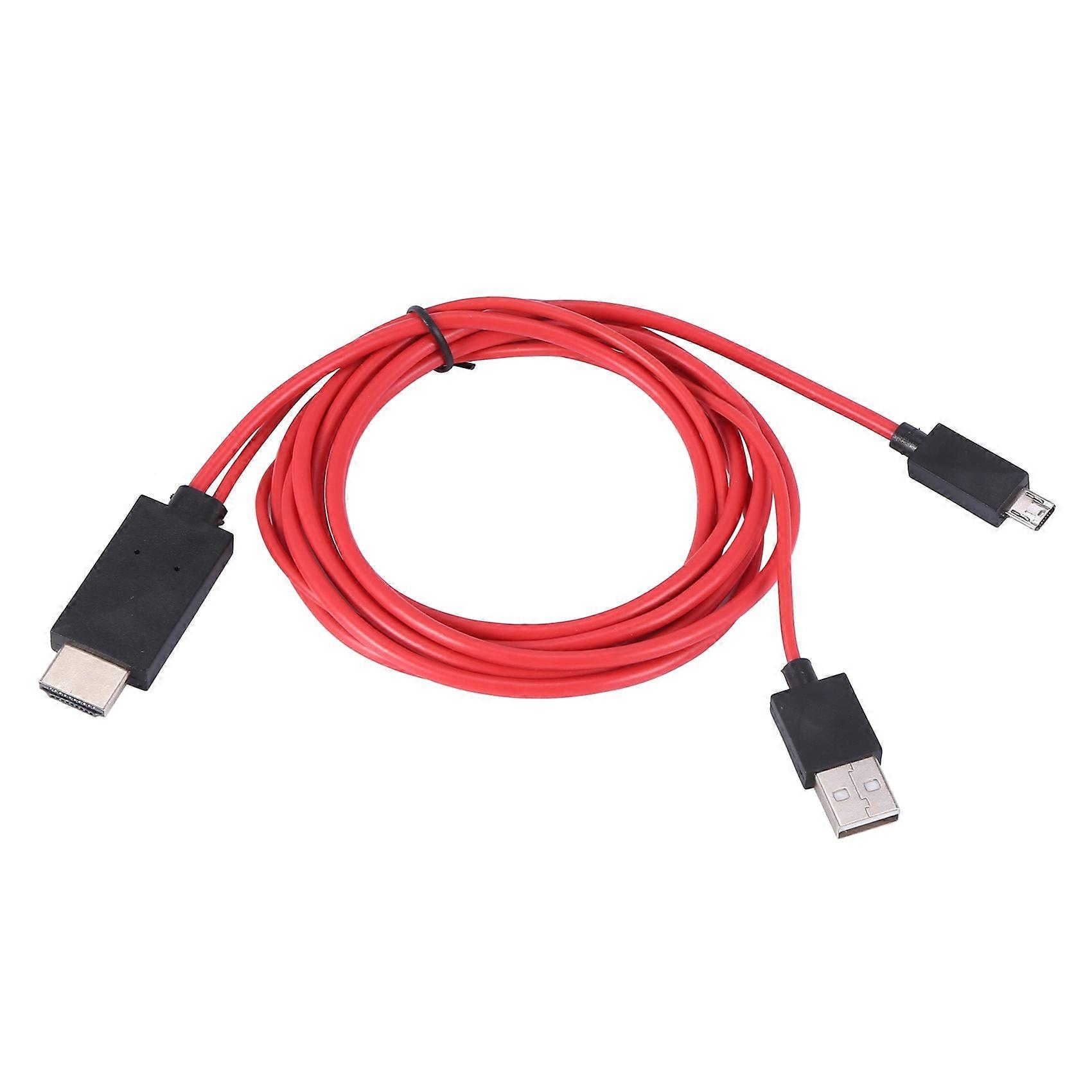6.5 Feet -USB to Adapter Converter Cable 1080P HDTV for Android Devices Galaxy S3 (11 Pin, Red)
