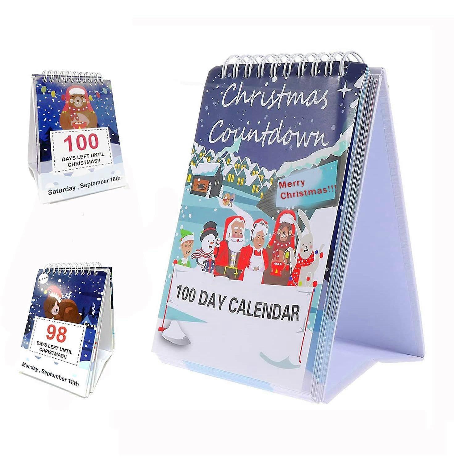 100 Days Christmas Countdown Calendar 2023, Christmas Countdown Calendar, Desktop Advent Calendar for Home Office Room Decoration (Multicolor)