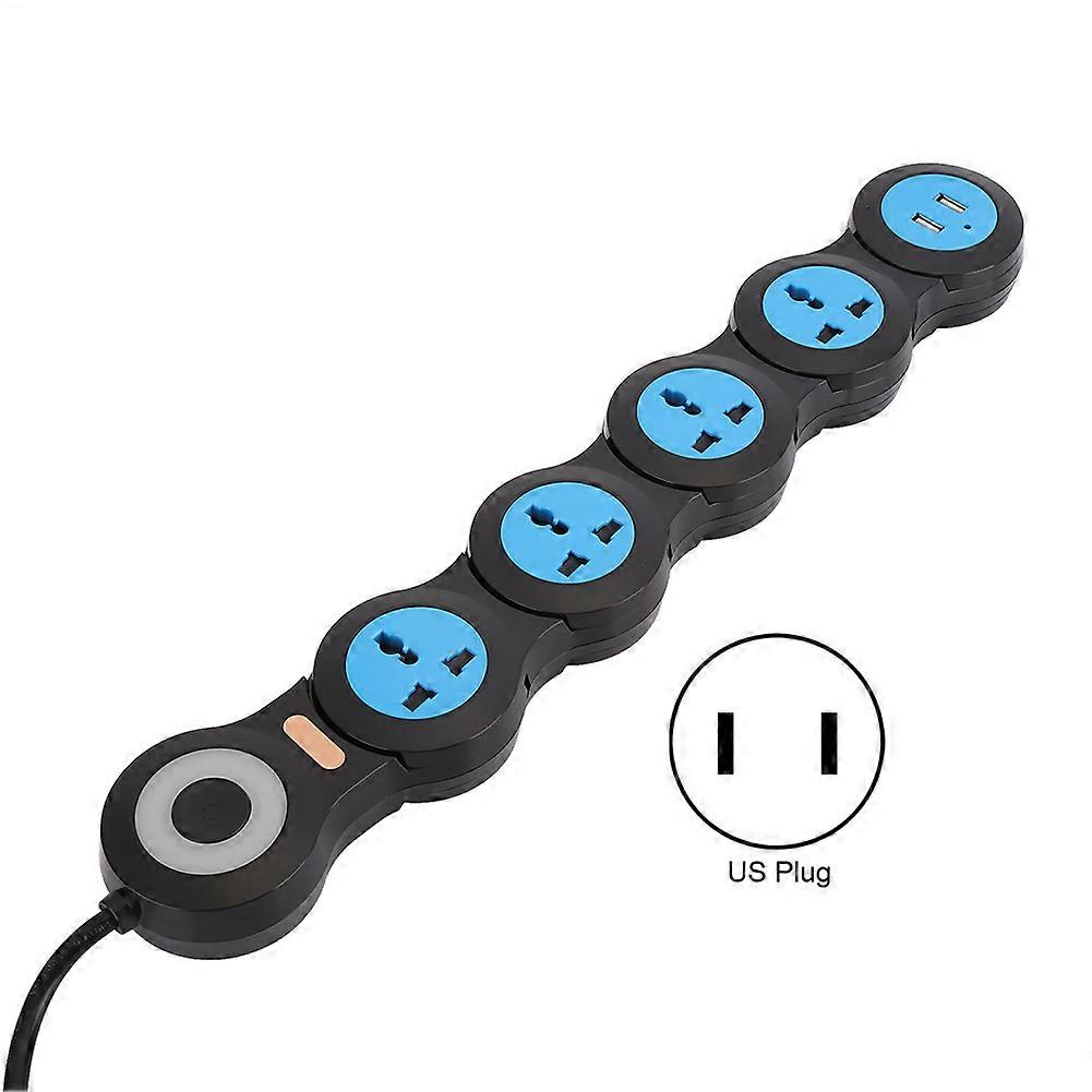 10A Multifunctional Power Strip Socket 5 Sockets Outlet with USB Port 2500-3000W 110-240VUS Plug 110-240V