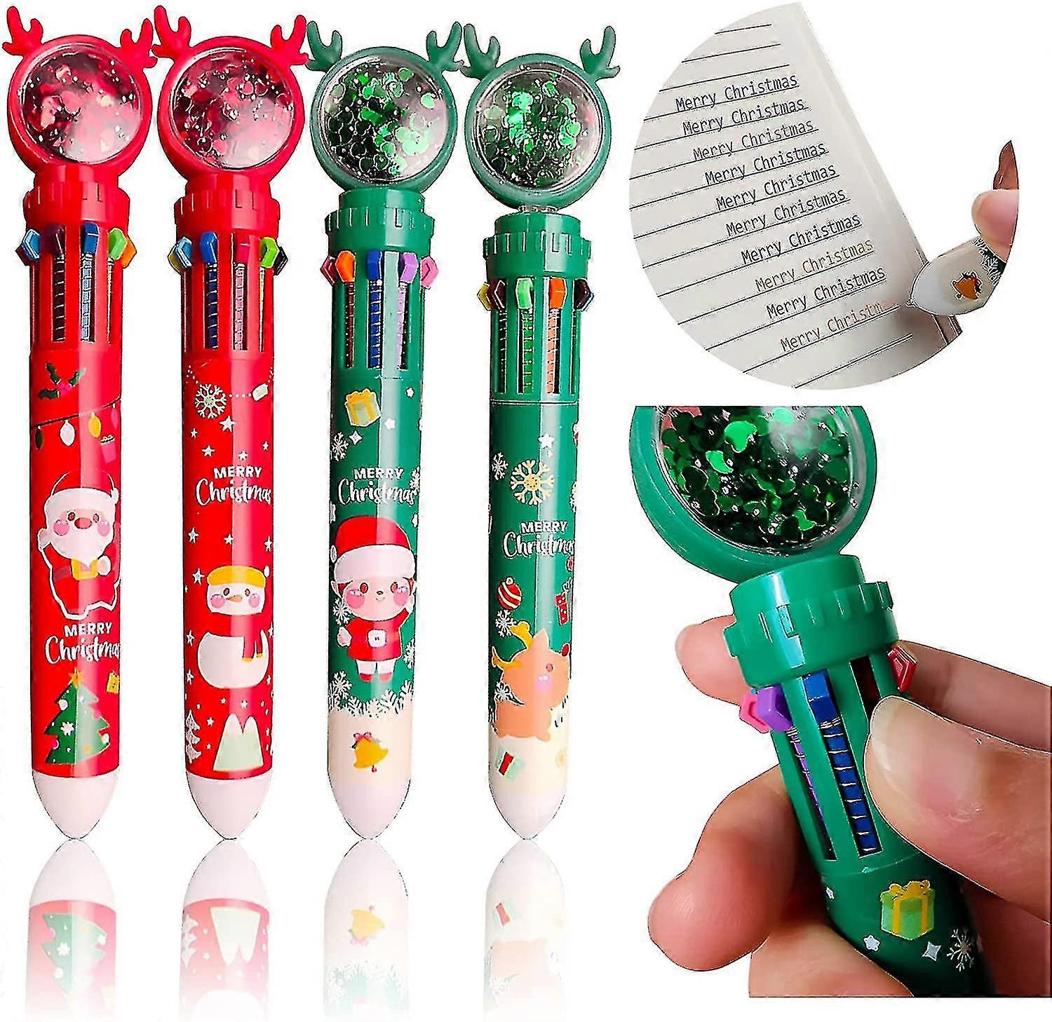 10-color Christmas Ballpoint Pen, Multi-function Marker