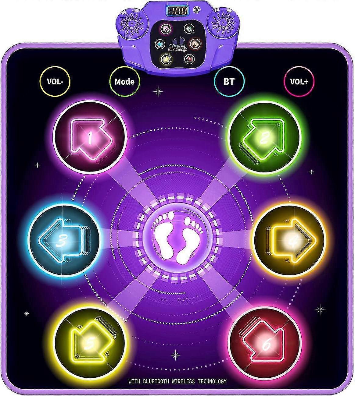 سجادة رقص للأطفال الذين تتراوح أعمارهم بين 4-8-12 ، تضيء وسادة الرقص هدايا عيد ميلاد عيد الميلاد لألعاب فتاة عمرها 5 سنوات من العمر 6-7 سنوات ، بلوتوث موسيقى الرقص ماتس لعبة ألعاب F