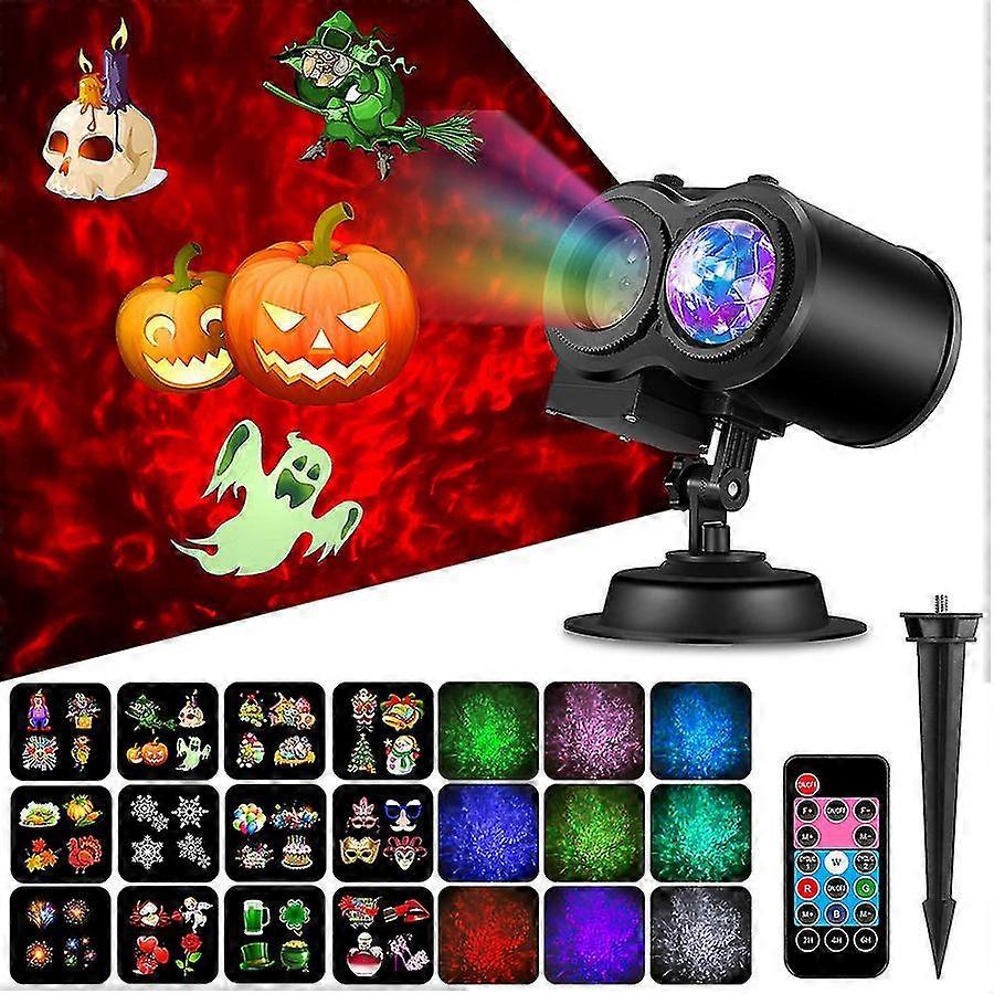 2022 Christmas Projector Lights Waterproof Outdoor Decoration Projector Light with Remote Control and 16 Pattern Slides for Party Christmas Holidays E