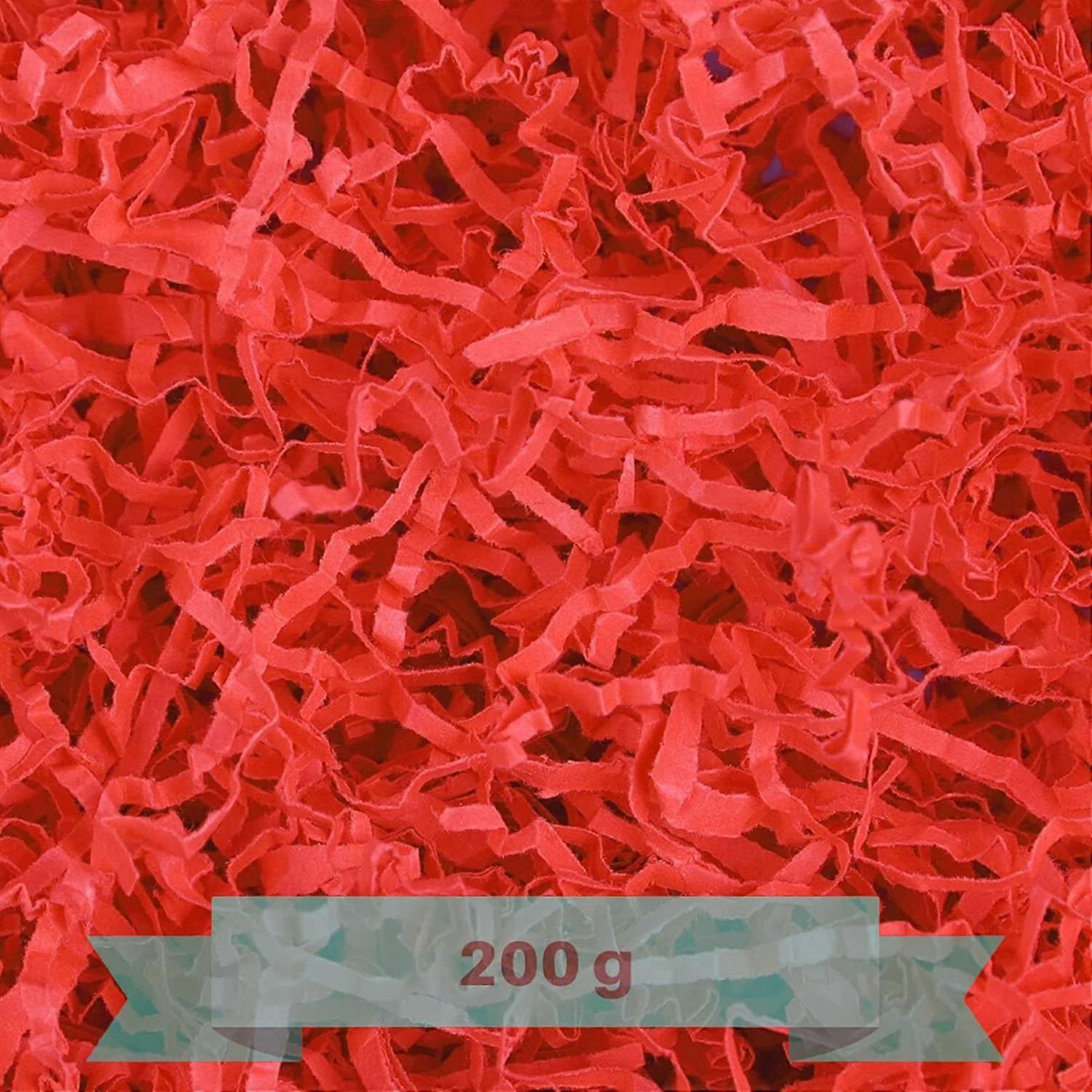200g Crimp Shredded Paper Red Kraft Paper - Christmas Gift Wrap - Crimp Wrapping - Gift Box Filler - Empty Filled Basket