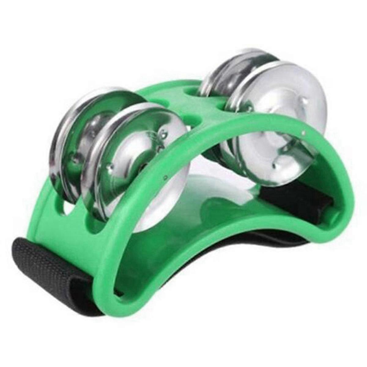 Powerful Sound Foot Tambourine Adjustable Foot Tambourines with Musical Instrument for Performance Singing Green