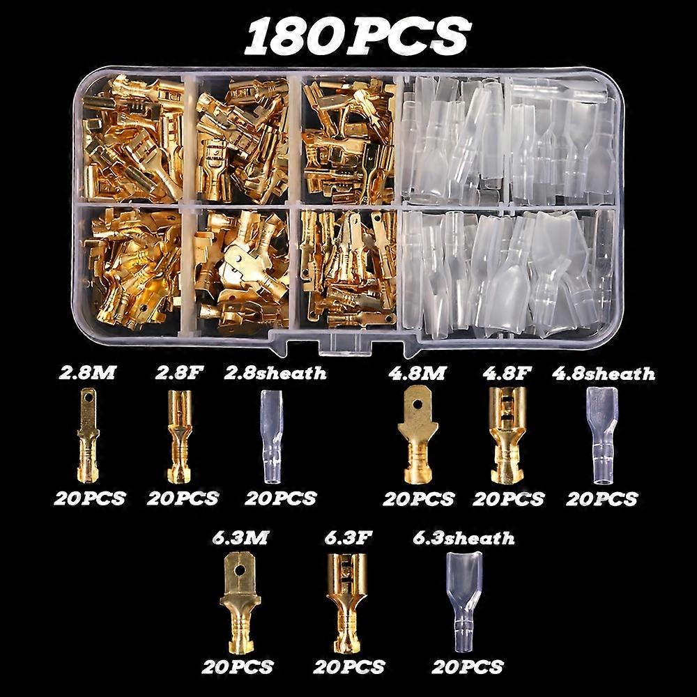 180/270/315pcs 2.8/4.8/6.3mm Female/Male Spade Terminals Wire Connectors Crimp Terminals Crimp With Transparent Insulating Sleeves