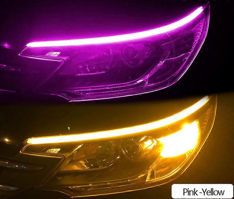 2PCS DRL Daytime Running Lights 30/45/60cm For Car Dynamic Streamer LED Dual Colorful Trunk Tail Light Turn Signal Car Rear Lamp