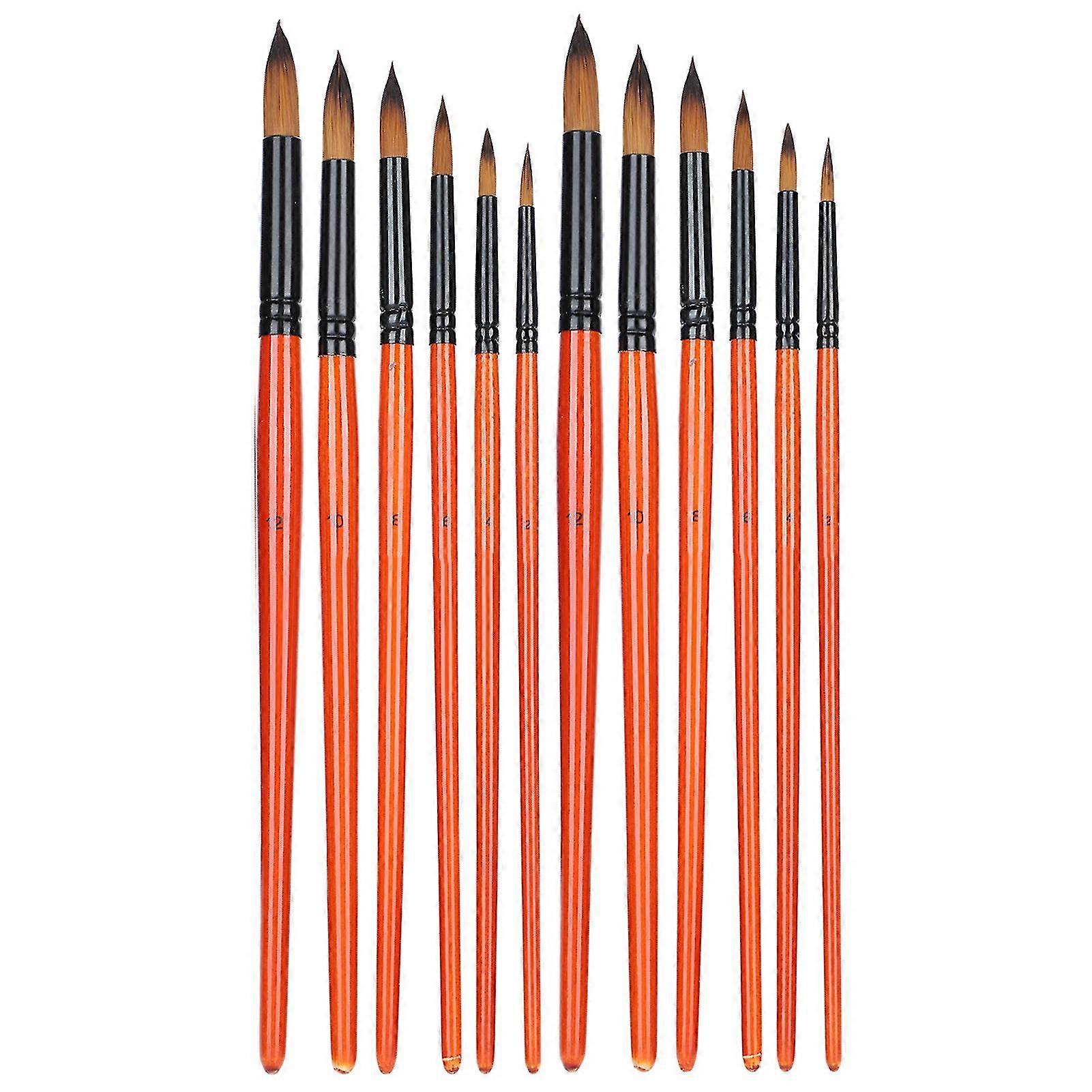2 Sets of Nylon Wool Point Tip Painting Brushes for Watercolor and Acrylic Paint - Essential Tools for Art Students