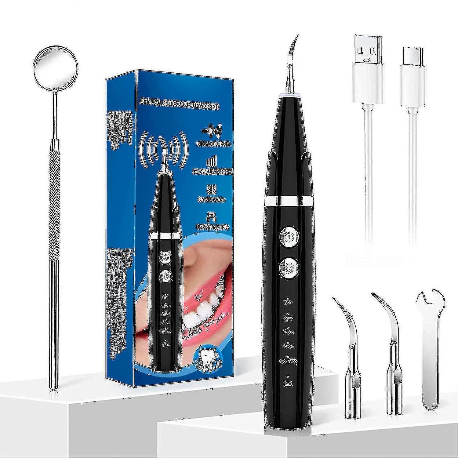 Plaque Remover For Teeth,electric Teeth Cleaning Kit With Led Light,tooth Cleaner Tartar Remover For Teeth With 5 Adjustable Modes And 2 Replacement H