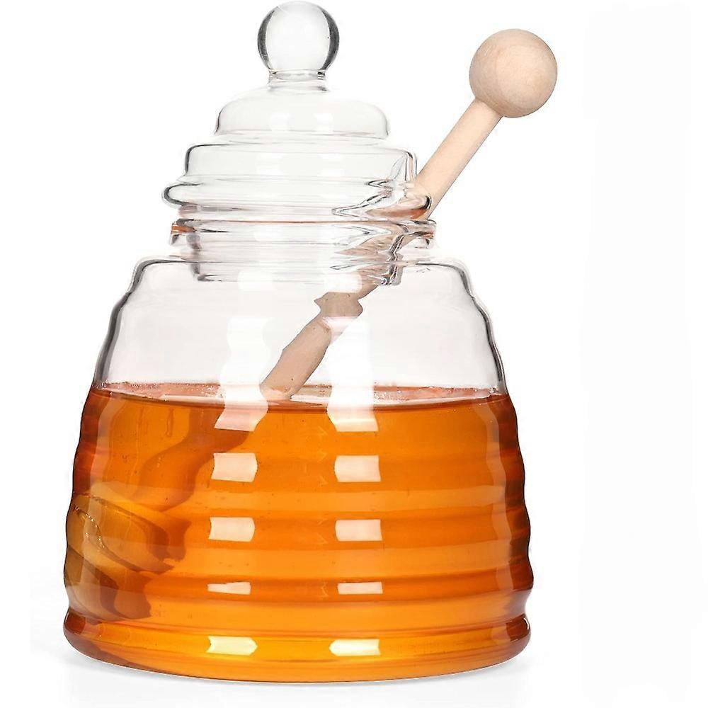 1pc 13.5 Oz Honey Pot With Dipper - Extra Honey Dipper Stick - Glass Honey Jar And Dipper Set - Honey Jars With Dipper - Honey Containers With Dipper