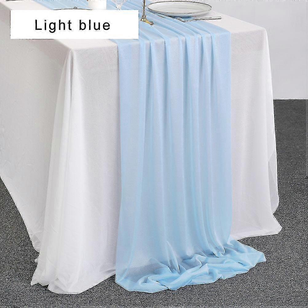Sheer Chiffon Luxury Solid Színes asztal futó Kék Rusztikus Bohó esküvői parti leánybúcsú születésnapi otthon karácsonyi dekoráció( Méret: 4,3m X 74cm )