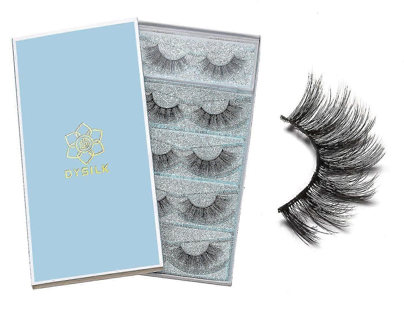 5 Pairs 6d Eyelashes Faux Mink Eyelashes Fluffy Natural Look False Eyelashes Wispies Long Extension Eyelashes Pack Makeup Thick False Eyelashes Soft R