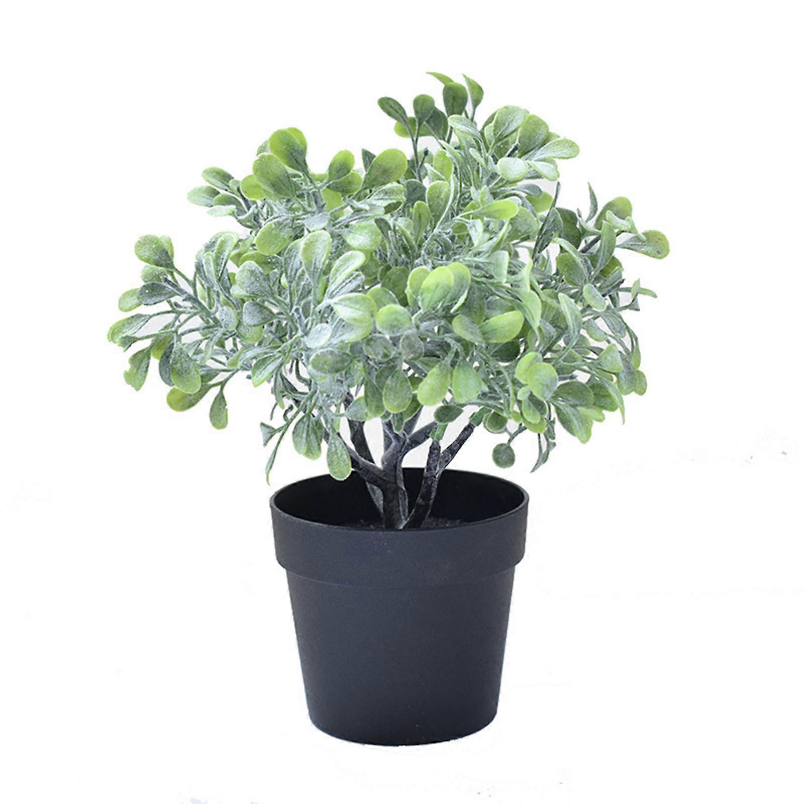 Mesterséges cserepes növények hamis eukaliptusz növény - kis műanyag zöld fű pottal