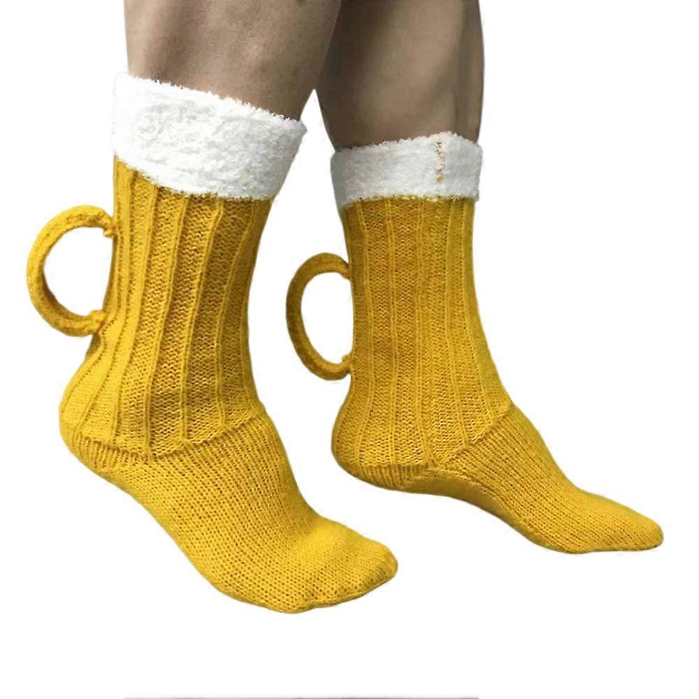 Crochet Beer Mug Socks Comfortable Knitting Thermal Sock for Men