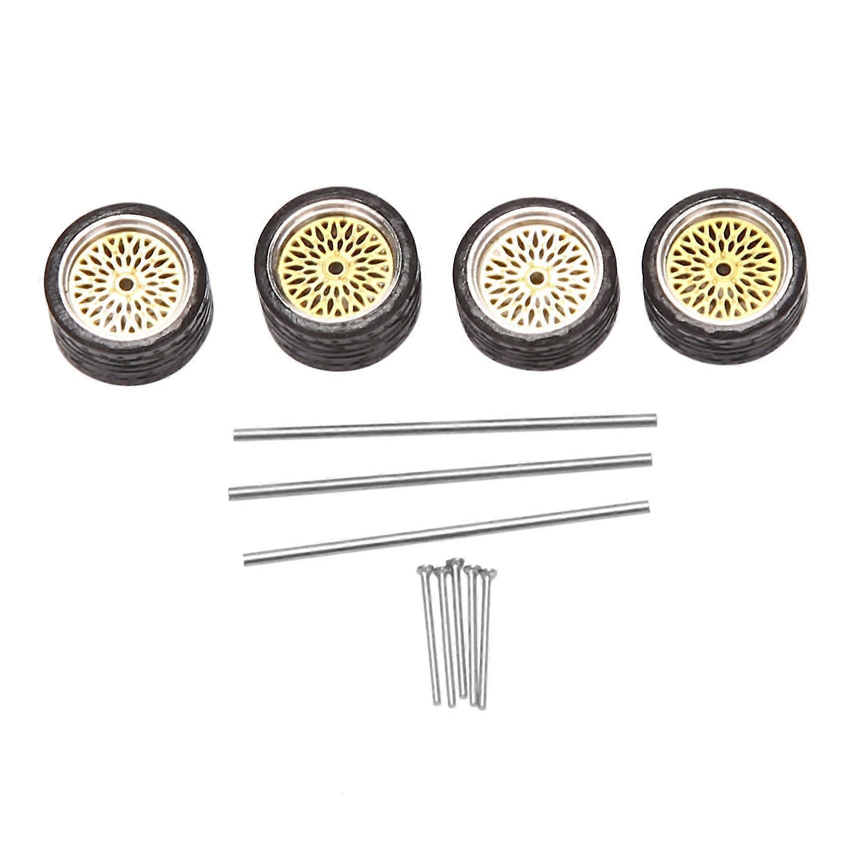 4pcs 1/64 Scale Steamer Alloy Wheels Tire Alloy Model Car General J23