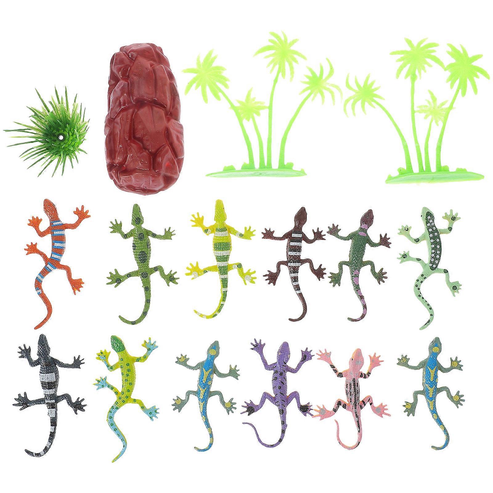 12pcs Artificial Lizard Model Simulated Reptile Mini Animal Model Home Adornment Educational Plaything for Home Office Garden