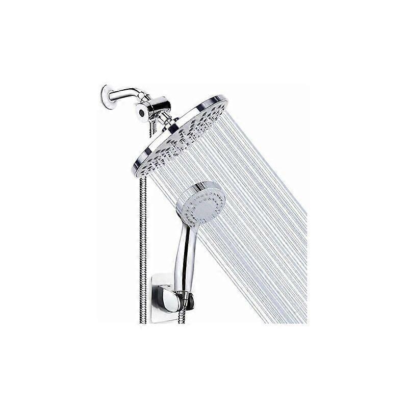 Rainfall Shower HeadHigh Pressure Combo 8 Inch Rain Showerhead and 3-Setting Handheld Showerhead Hose Bracket 3-Way Splitter Polished Chrome