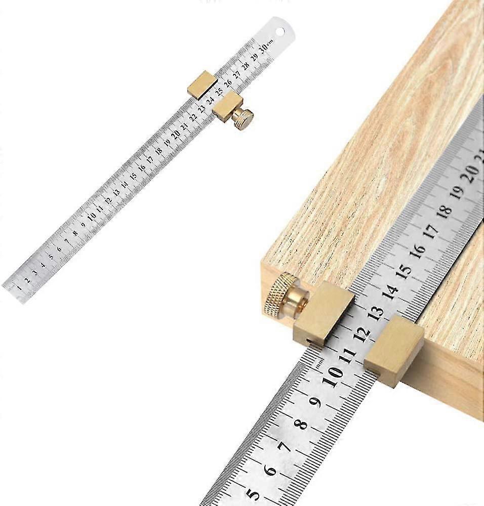 Locating Ruler Block Wood Line Locator Fixed Ruler Steel Carpenter Scribe