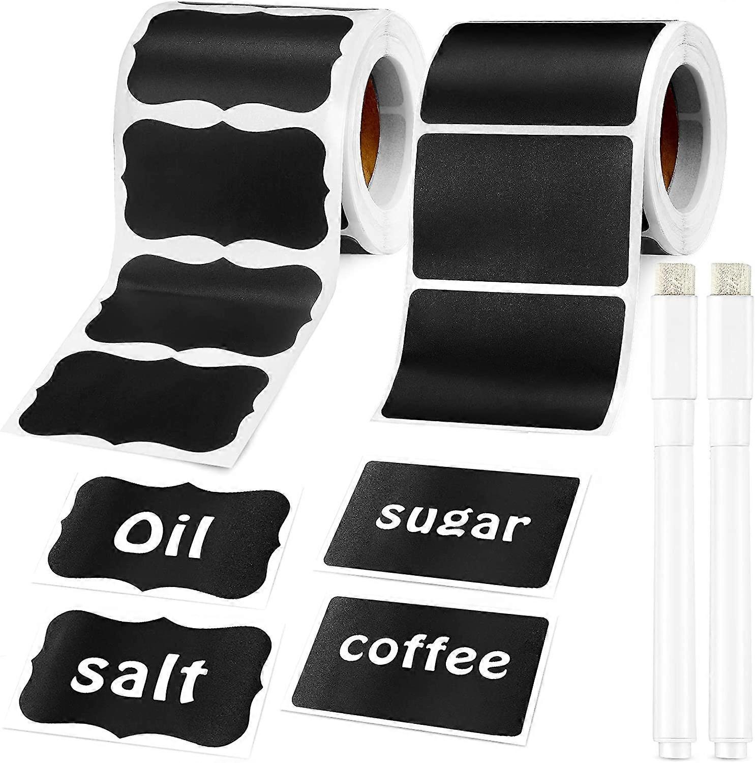 300 Pieces Chalkboard Labels Reusable Chalk Sticker Labels with 2 Liquid Chalk Pens Waterproof Chalkboard Stickers Labels for Containers, Storage Bins