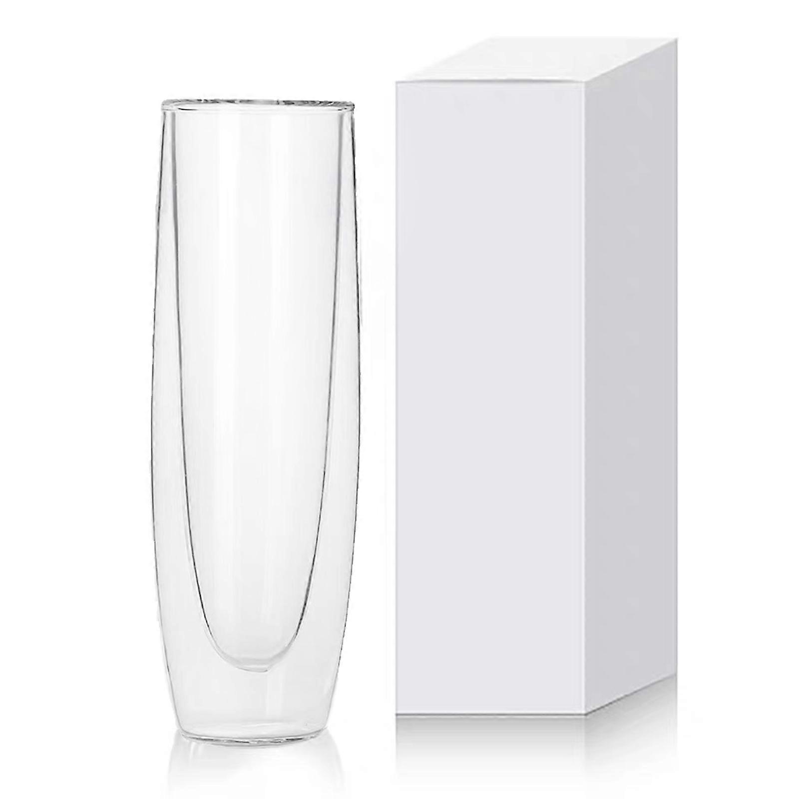 Double-Walled Champagne Flute for Wine, Whisky - Set of 2 (150ml), High-Temperature Resistant Glass