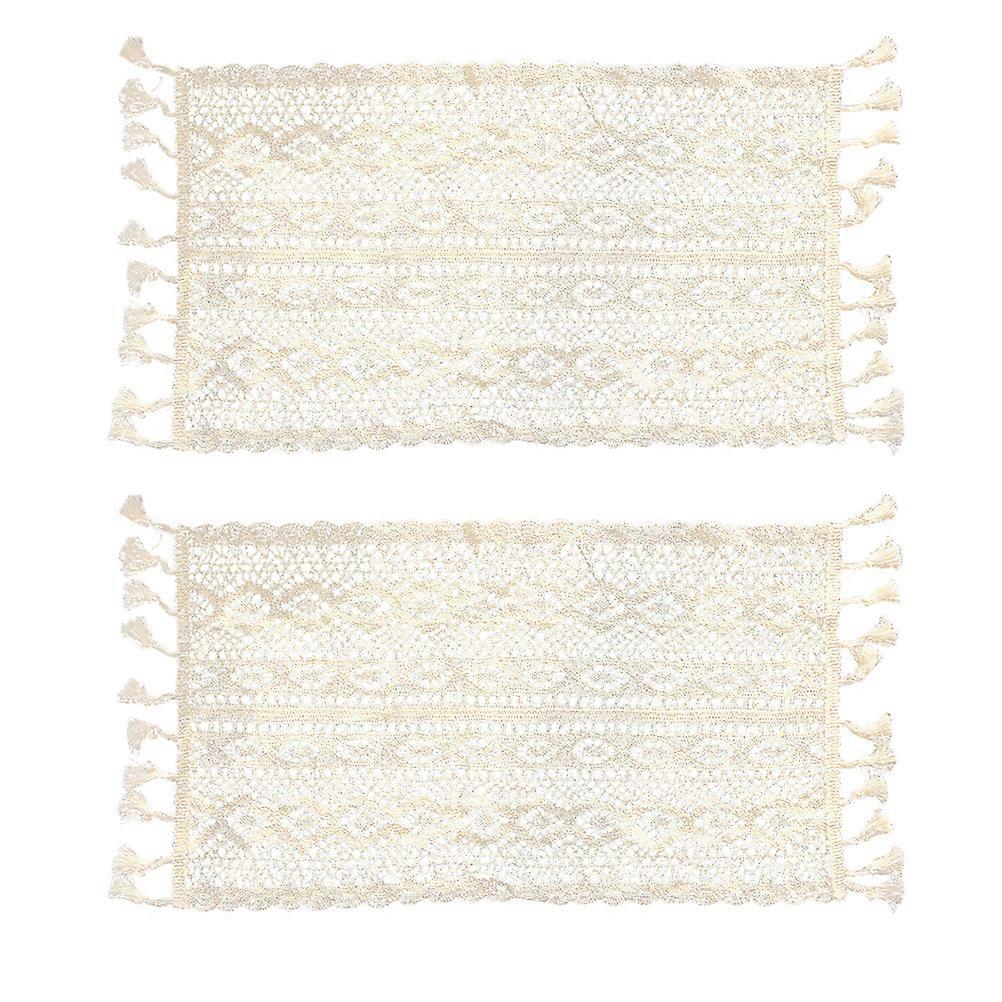 2 Pcs Table Basse Table Décor Dentelle Brodée Set De Table Style Nappe Fait Main Set De Table Vacances Sets De Table De Noël Sets De Table