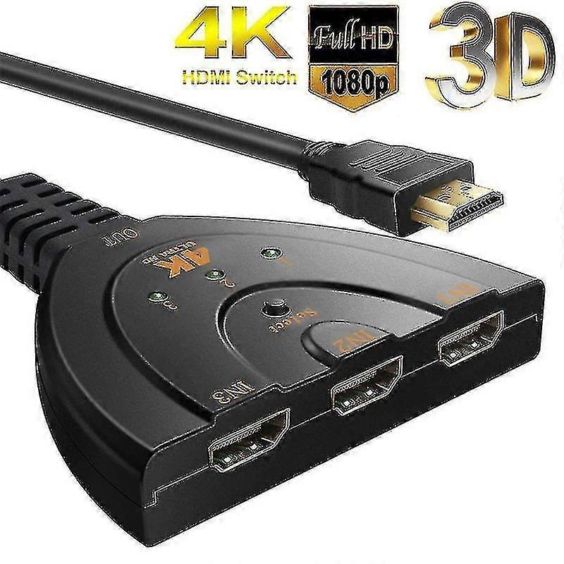 Auto Hdmi Splitter Switch 4k*2k 3 In 1 Out Port Hub For Dvd Hdtv Xbox Ps3 Ps4 1080p