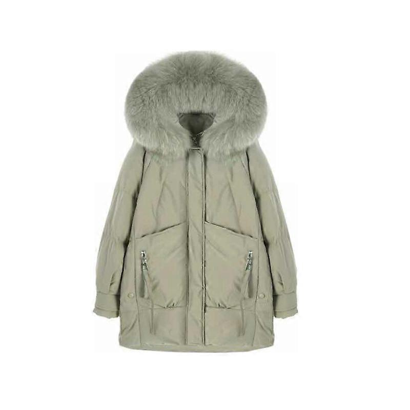 Down Jacket women medium-length with Artificial fur Collar