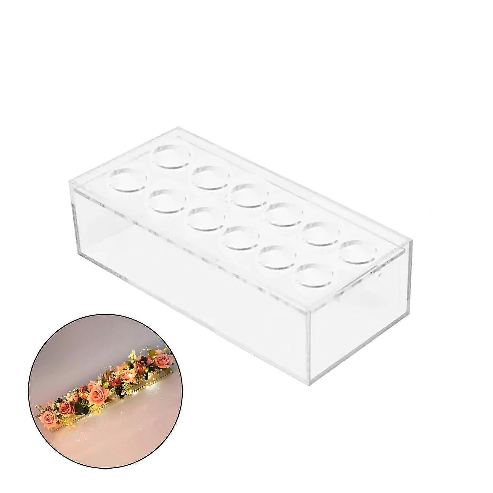Flower Vase Acrylic Rectangular Floral Centerpiece for Dining Table Wedding