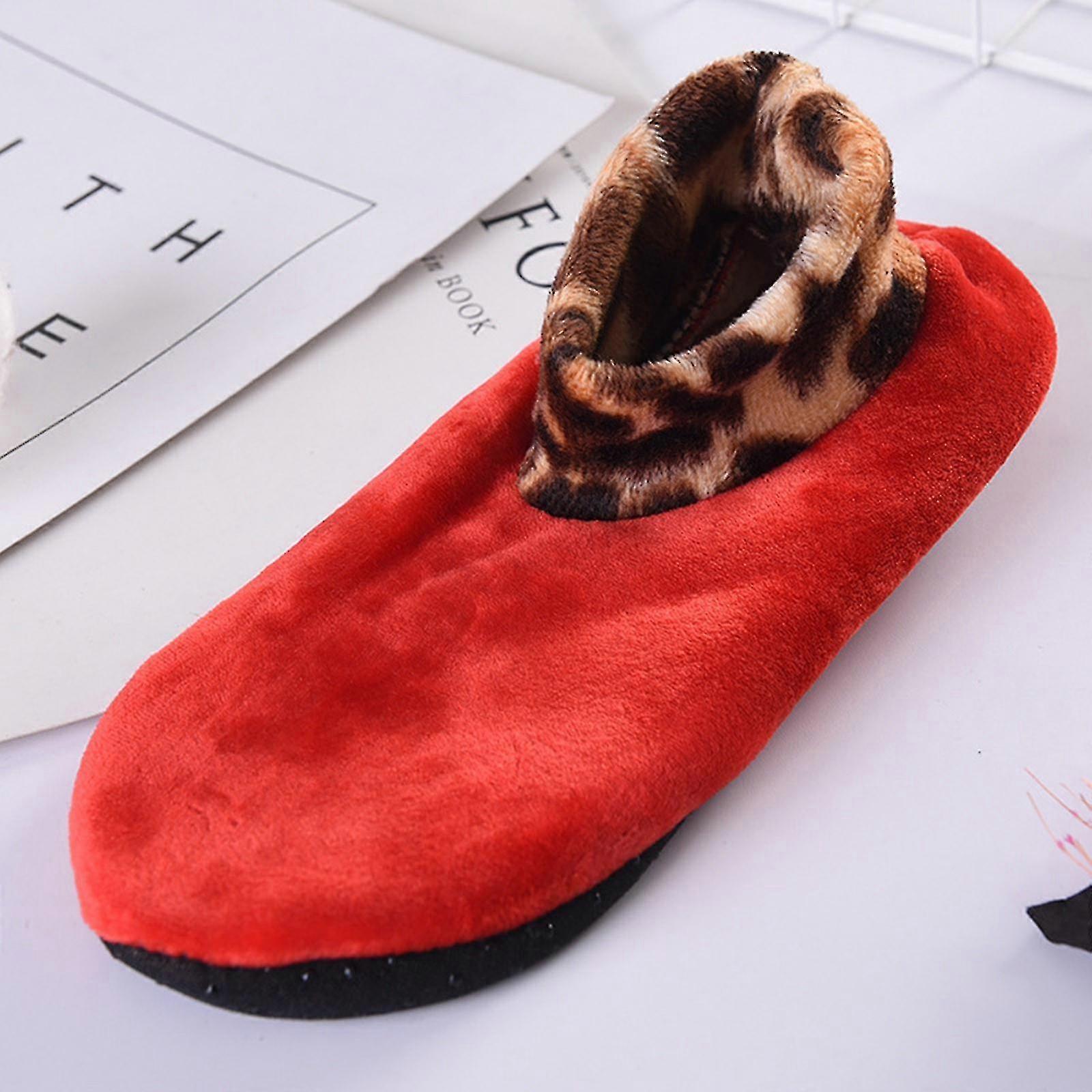 Autumn And Winter Children's Leopard Print Floor Socks Double Layer Plus Velvet Thickening Non-slip Warmth Not Down Velvet Yoga Dance Socks