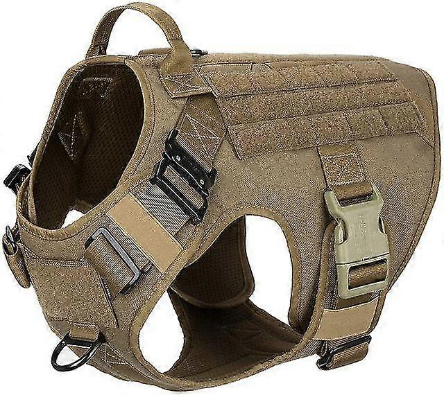 Tactical Dog Harness With 2x Metal Buckle Dog Walking Training Molle Vest With Handle Hook And Loop Panels For Dog Patch