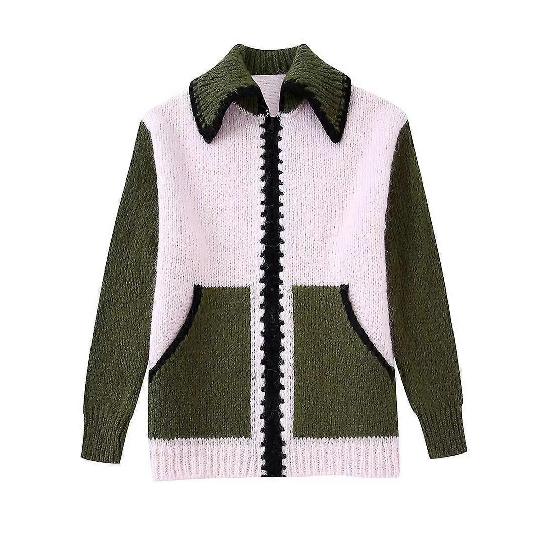 Women's Stitching Knitted Cardigan