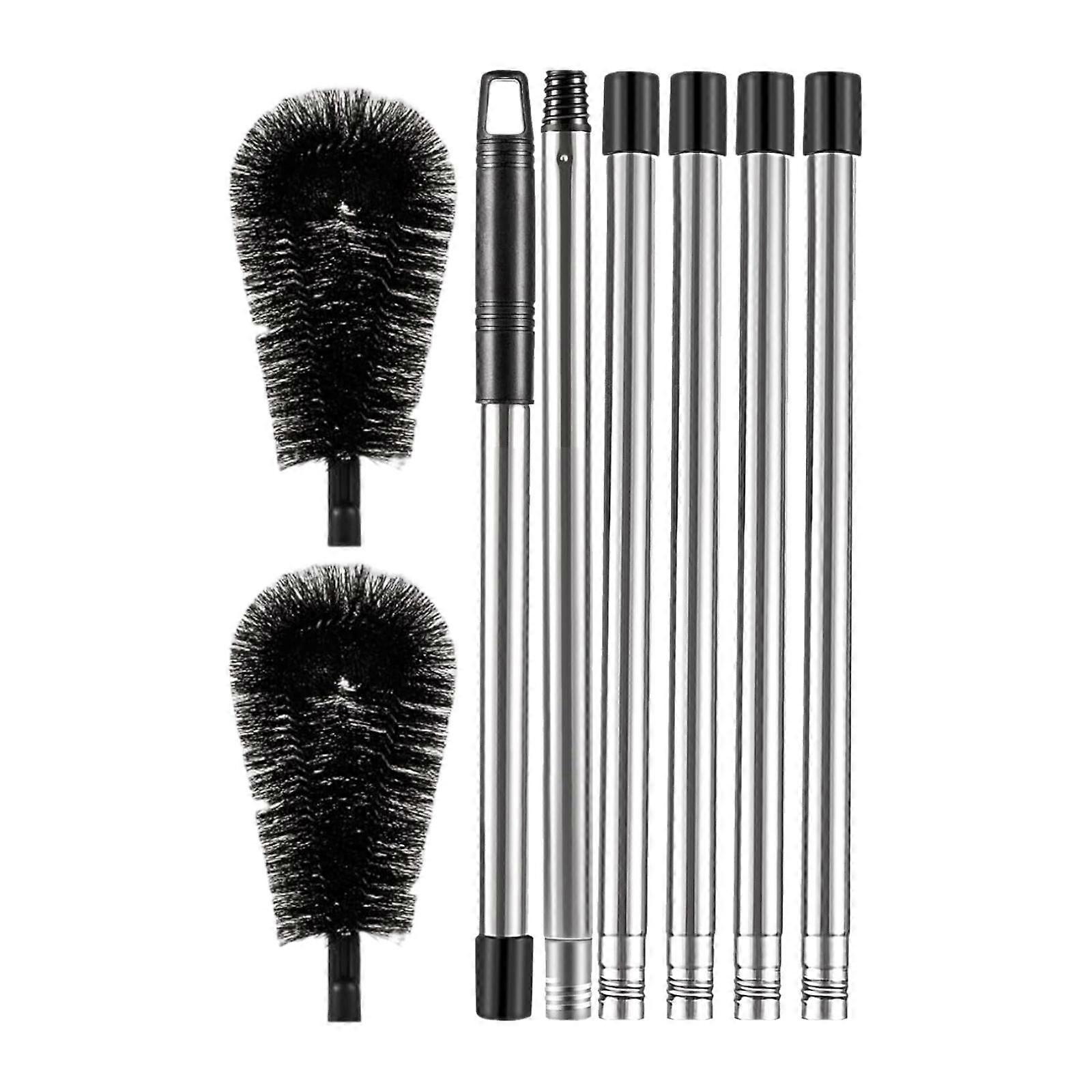 Gutter Cleaning Brush Adjustable Length 2 Brush Heads Extendable from Ground 6 sections