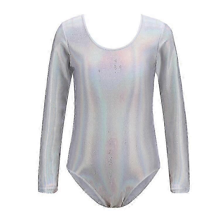 Lányok hosszú ujjú fényes tánc torna Leotards Bodysuit