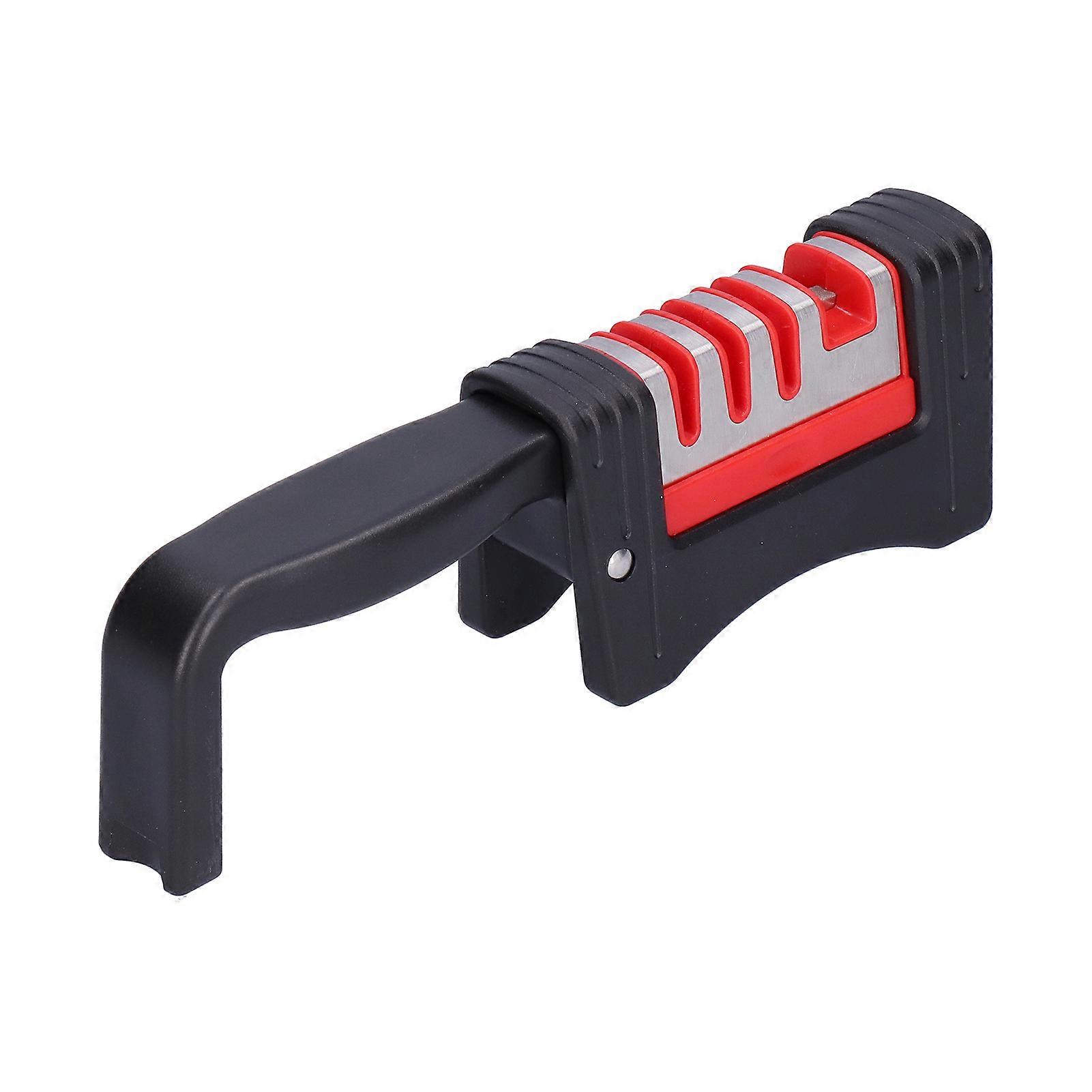 4 in 1 Folding Knife Sharpener Multi Function Manual Knife Sharpening Machine for Kitchen(Black Red )