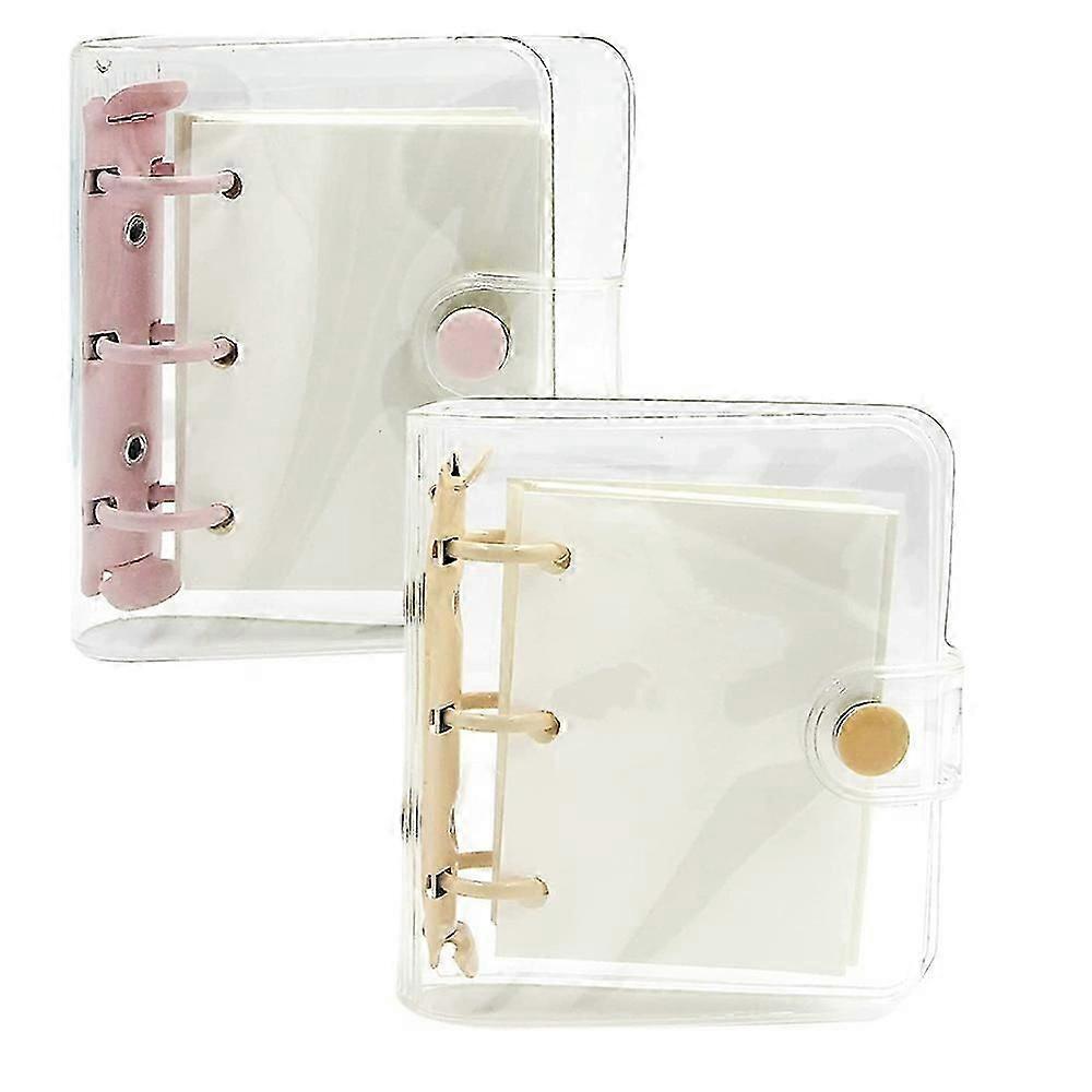 2 Pcs Mini 3-ring Binder Covers Notebook Transparent Clear Soft Pvc Notebook Round Ring Binder Cove