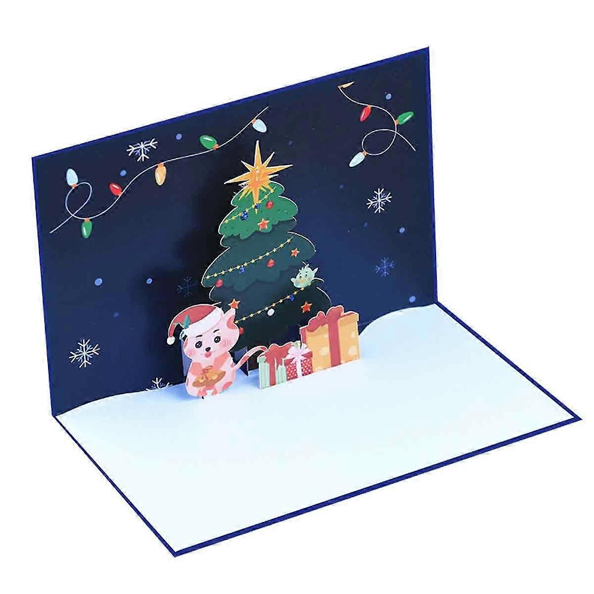 stereo greeting card 3d tree small animal gift blessing message pop-up small card