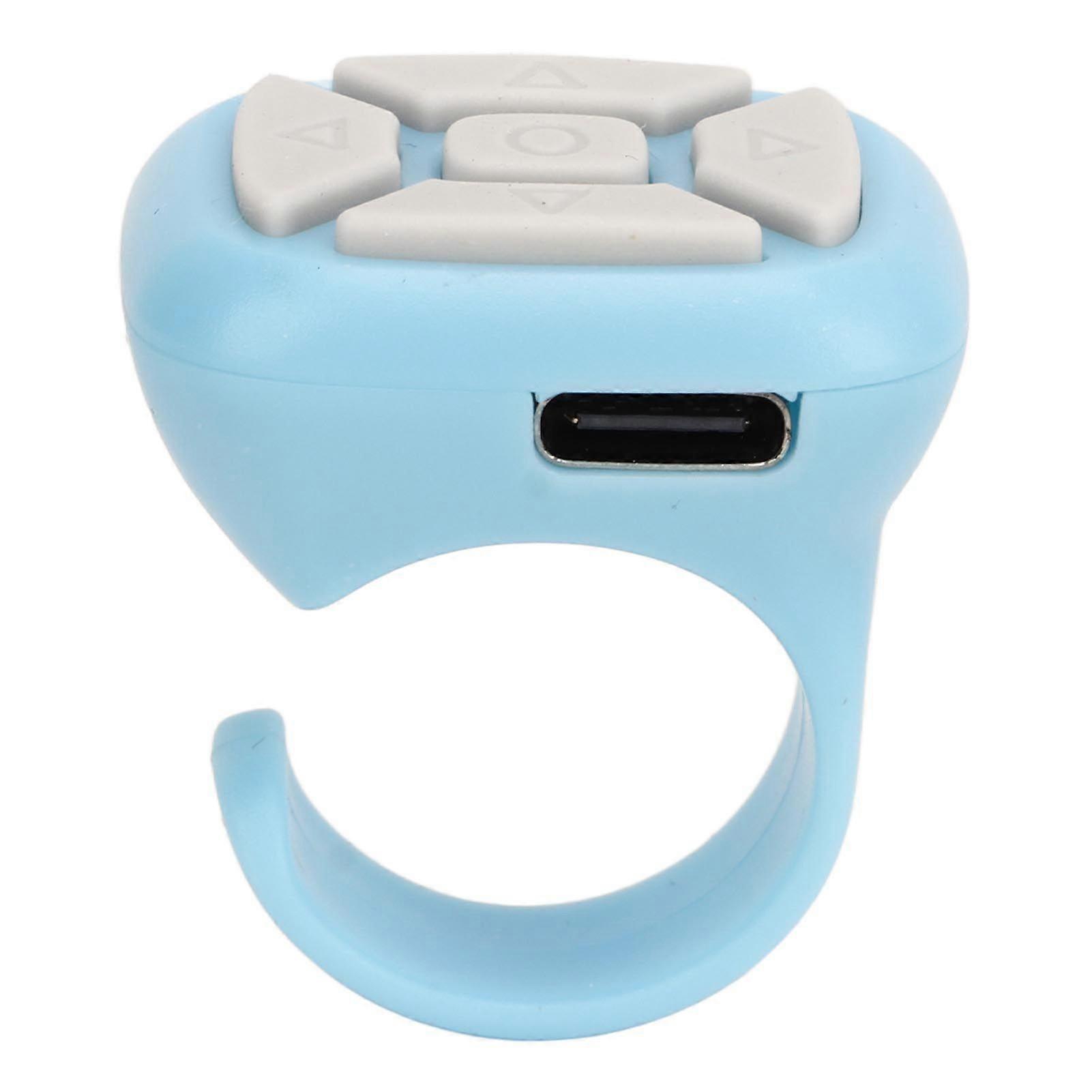 Blue Remote Control Ring Cell Phone Bluetooth Remote Control Camera Shutter Selfie Button for Scrolling Video Clicking Like