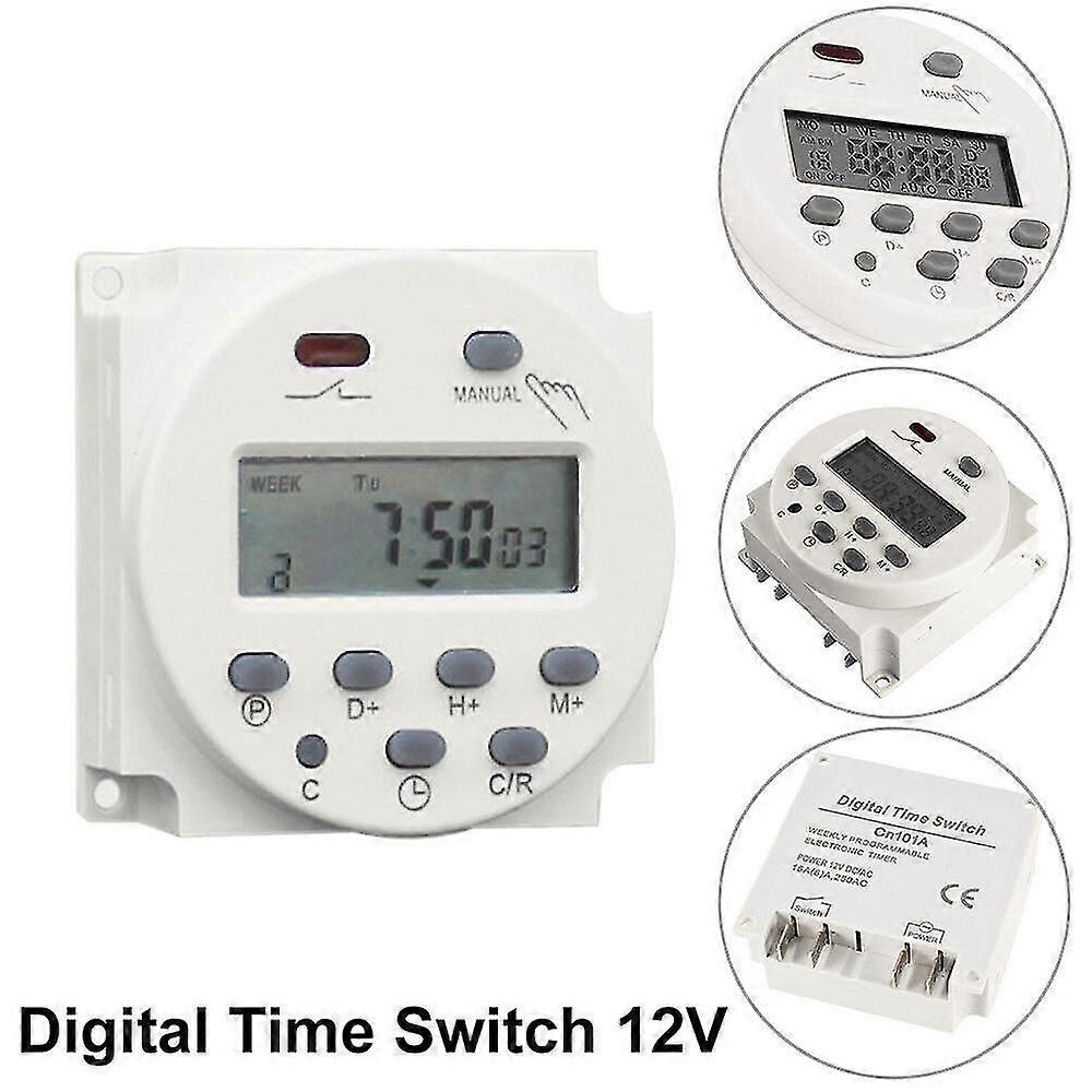 DC 12V 16A LCD Digital Timer Switch Electronic Power Time Relay Programmable