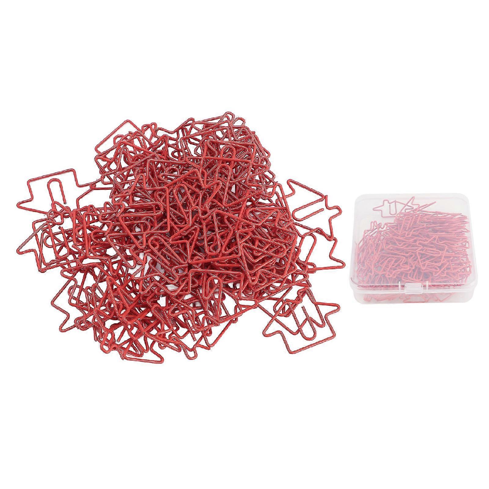 100Pcs House Shaped Paper Clips Iron Wire Multifunctional Decorative Fancy Paperclips for Organizing Marking Gift Red