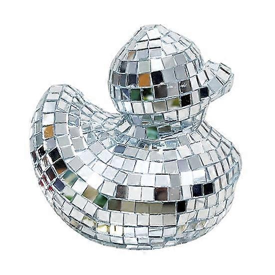 Mirror Disco Tiles Duck Figurine Little Duck Statue Animal Sculpture Home Office Bookshelf Desktop Decoration Ornament Christmas Gift