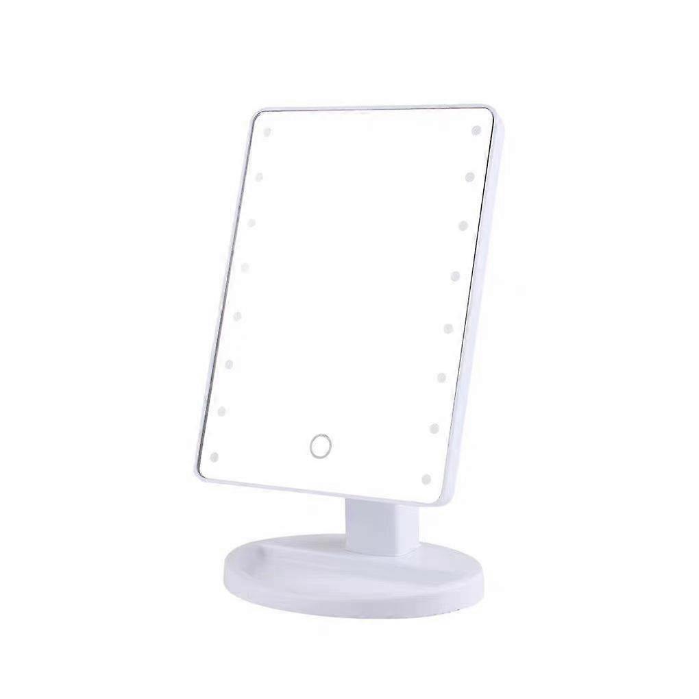 White Square Makeup Mirror with 16 LED Bulbs