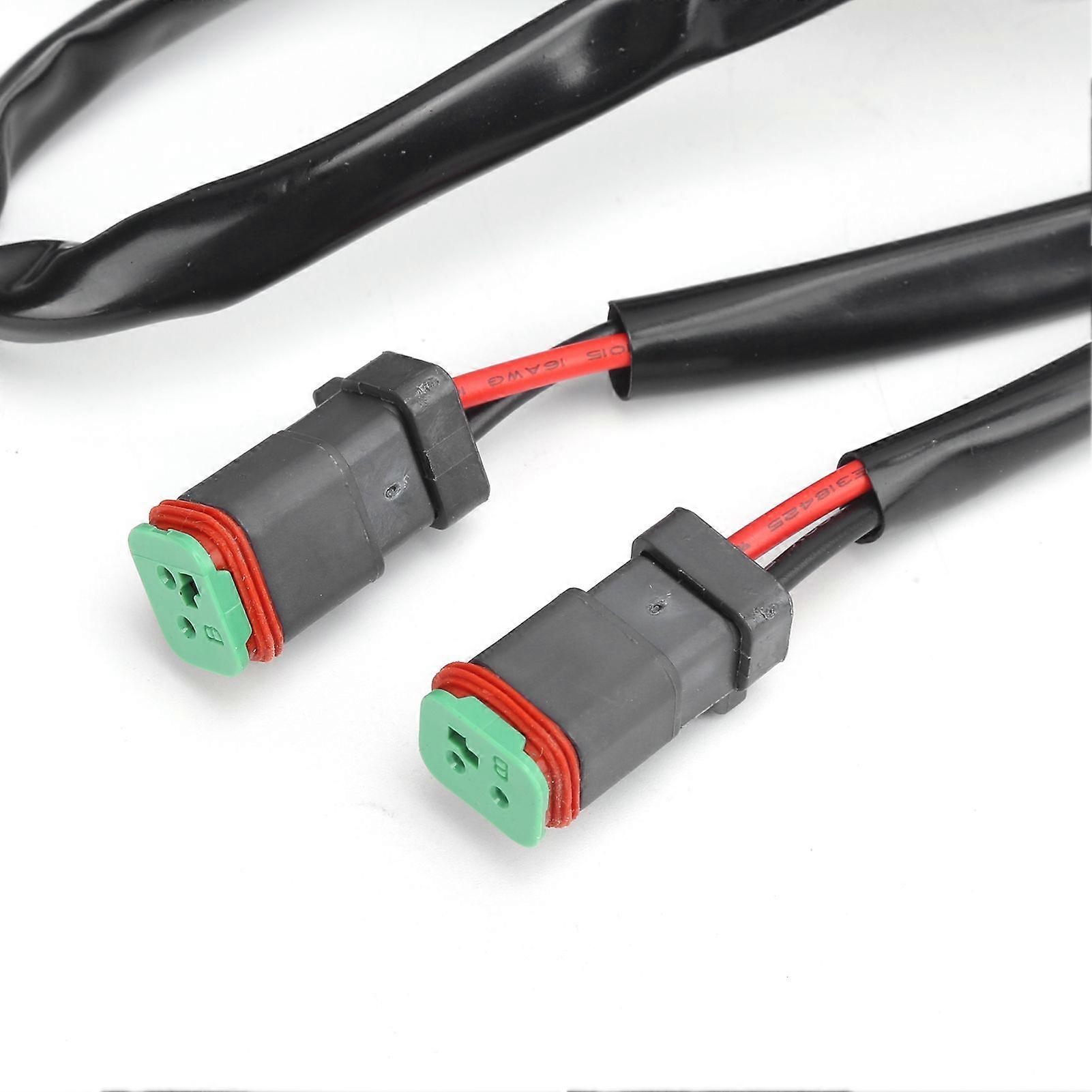 6.6ft LED Spotlights Wiring Harness 12V 40A 1-to-2 with DT Connector IP67 Waterproof for Car Motorcycles