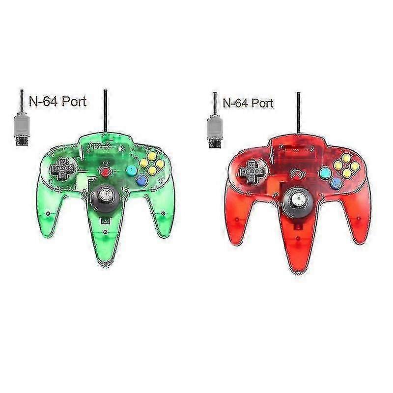 2 Pack Classic Wired N64 Controller Retro Games 64-bit Gamepad Joystick Replacement