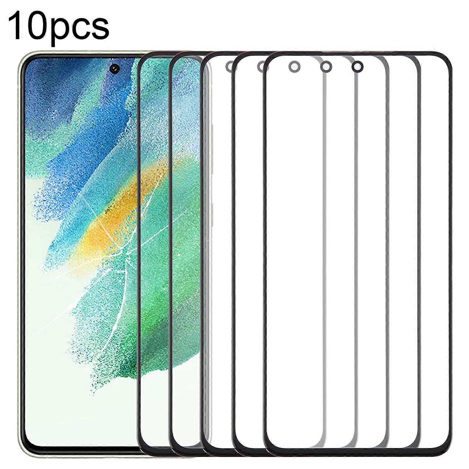 For Samsung Galaxy S21 FE SM-G990B 10pcs Front Screen Outer Glass Lens with OCA Optically Clear Adhesive