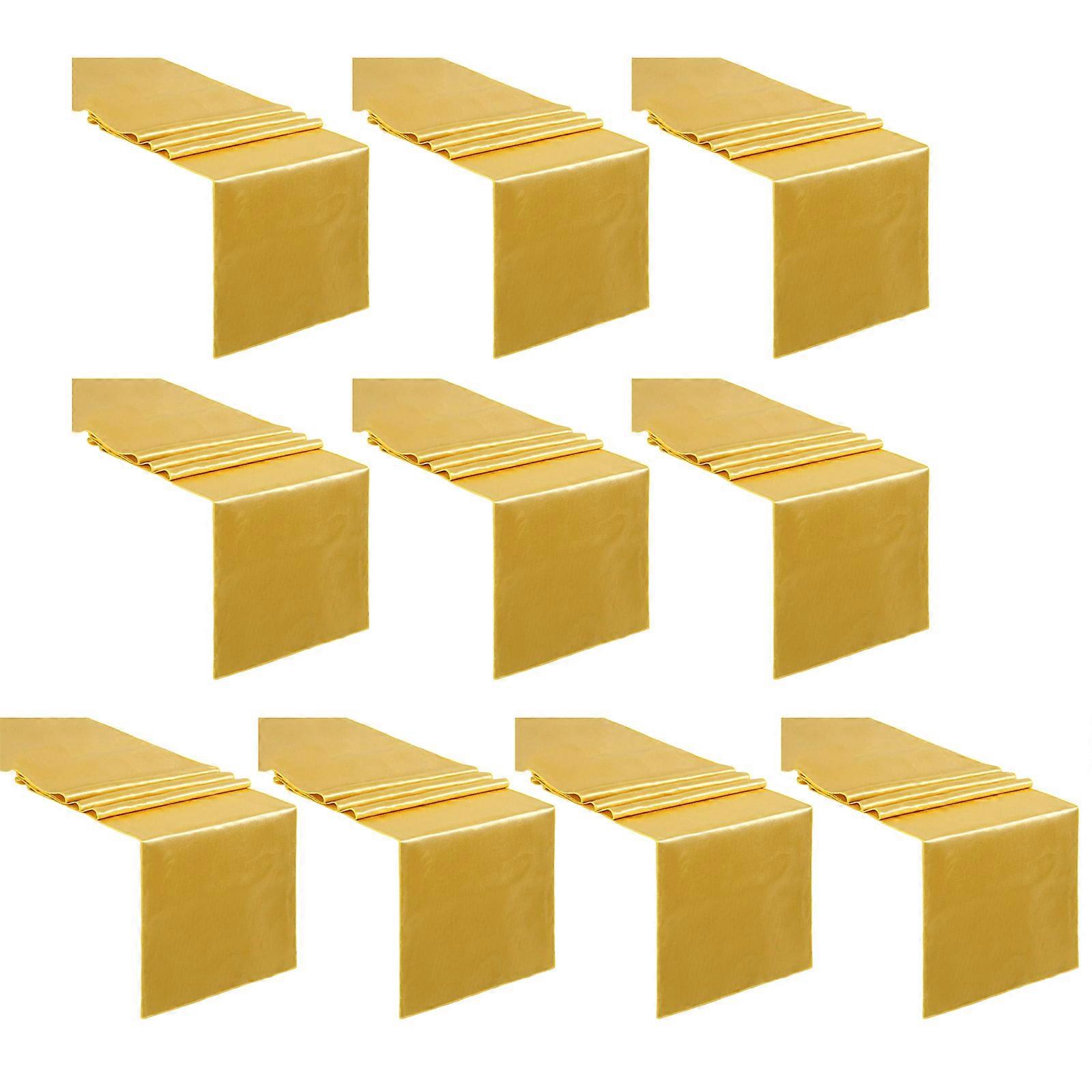 10PCS Table Runner for Rectangle Round Tables Wedding Party Birthday Banquet Engagements Table Decoration  Gold