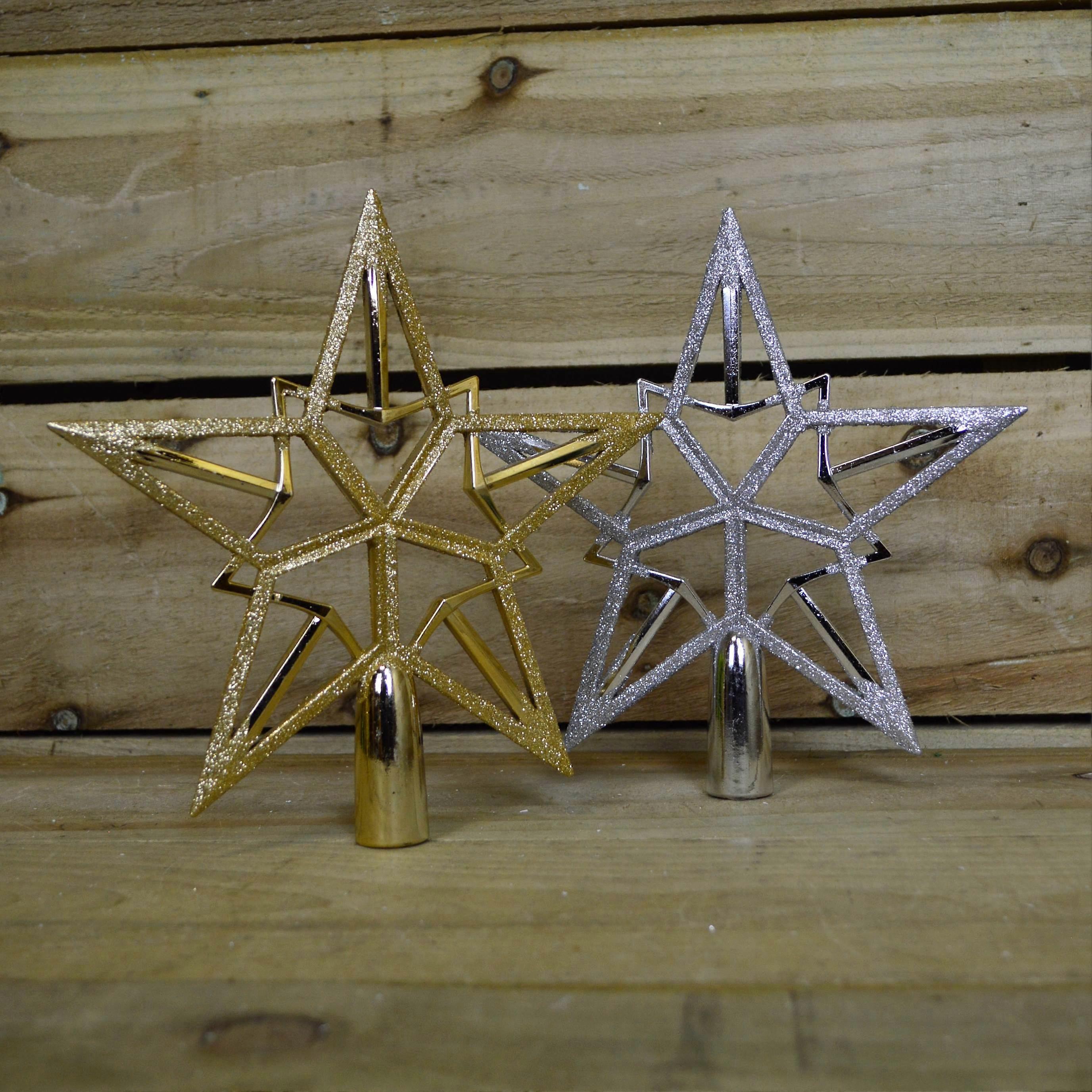 20Cm Tree Top Star In Gold Or Silver